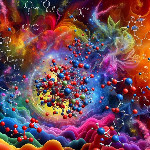 A vibrant scientific illustration depicting sulfonamide molecules interacting with folic acid, with a colorful background of biological and chemical elements.