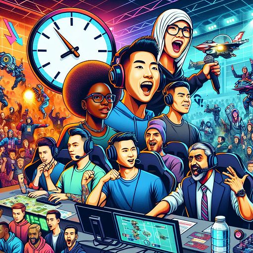 A vibrant and colorful illustration depicting a gaming scene with characters and elements representing Zero Hour, showcasing excitement and competition.