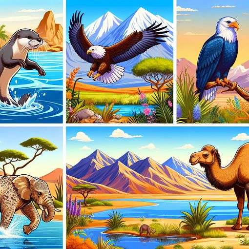 A vibrant illustration depicting a variety of animals in diverse environments, representing different personalities and traits.