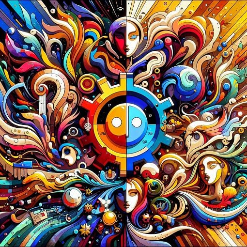 An artistic representation of various Rainmeter themes, showcasing vibrant colors and quirky characters that represent different personalities in the Rainmeter community.