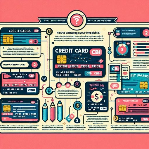 A visually appealing infographic displaying various SBI credit cards, their features, interest rates, and a quiz format with engaging graphics.