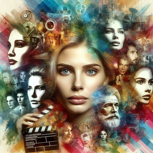 An artistic collage featuring Jodie Comer in various roles, with vibrant colors and elements representing her career in film and television.