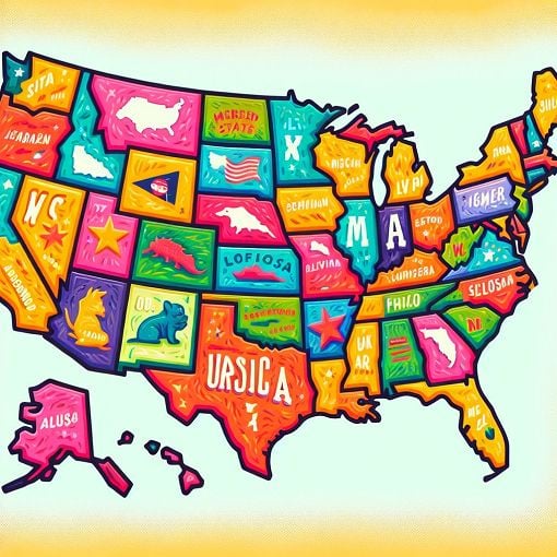 A colorful map of the southeastern United States highlighting state capitals with a fun and engaging design