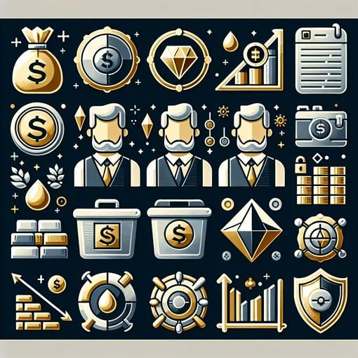 A visually informative image illustrating precious metals like gold, silver, and platinum, along with icons representing storage, security, and inventory management, with a clean and professional look.