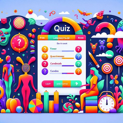 Create a colorful and engaging quiz landing page image featuring vibrant colors, iconic Pal character representations, game elements, and hints of various animals and candies involved in the quiz.