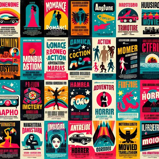 A vibrant collage of famous movie posters with their titles in both English and Spanish, encapsulating the theme of movie translation.