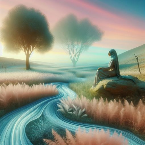 A calm and inviting environment representing mental well-being, featuring soft colors, nature elements, and a person contemplating their feelings.