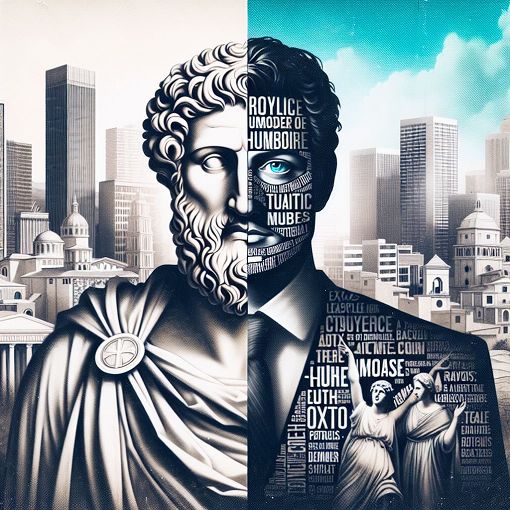 A dramatic split-image featuring a Roman-inspired background with Jesus on one side and a modern politician on the other, both surrounded by quotes, creating a clash of time periods and ideologies.