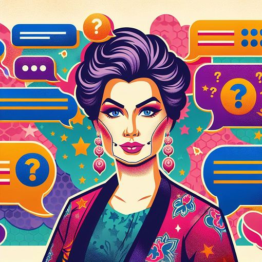 A vibrant and humorous illustration featuring a caricature of a confident person with silicon implants, surrounded by playful text bubbles representing the quiz questions, in a colorful and engaging style.