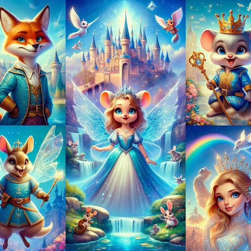 A vibrant and colorful collage of various iconic Disney characters set in a whimsical background, capturing the essence of Disney magic.