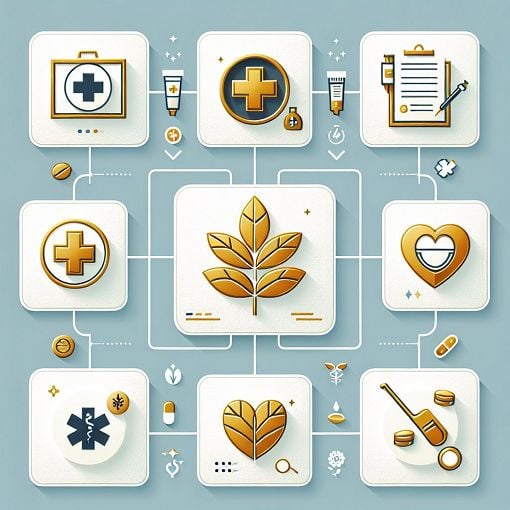 A detailed infographic depicting various pharmacy plans and medication policies, with logos of Johns Hopkins, Medigold, Clover, and Devoted