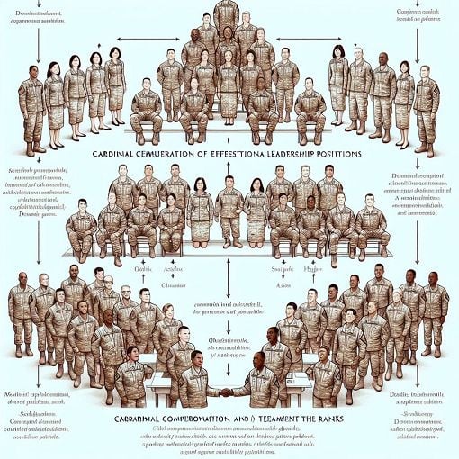 A detailed illustration of the U.S. Army structure, showcasing key leadership positions with an emphasis on communication and teamwork.