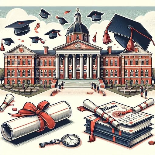 A detailed infographic illustrating graduation ceremonies, featuring elements like caps, diplomas, and the University of Arizona's Old Main backdrop.