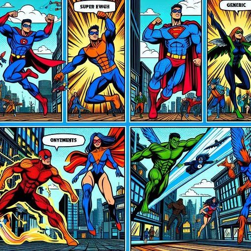 Create a vibrant, comic-style illustration of various Marvel characters interacting with each other in an urban setting, showcasing their unique powers and personalities, with vivid colors and action-packed scenes.