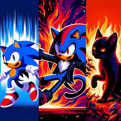 A vibrant collage featuring iconic Sonic the Hedgehog characters like Sonic, Shadow, and Blaze. Include a celebratory theme to commemorate the 27th anniversary, with colorful backgrounds and action poses.