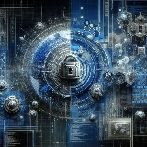 Create an engaging digital artwork depicting a cybersecurity theme, featuring elements like locks, codes, and computers in a futuristic style.