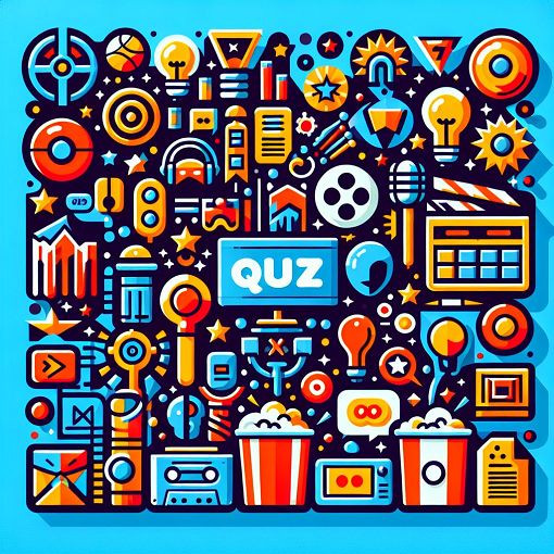 A colorful and engaging quiz-themed image featuring icons of sports, movies, and pop culture, with a lighthearted and modern design.