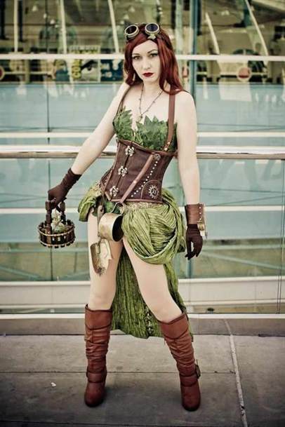 women's steampunk costume: steampunk poison ivy/steampunk pamela isley